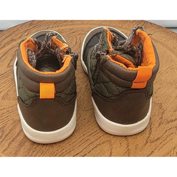 Cat & Jack Boys Boots Size 9 Orange Brown Side Zip Faux Leather - Picture 5 of 13